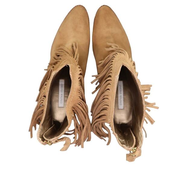 Cynthia Vincent Shoes Womens 9 Booties Fringe Leather Block Heel Fashion Western - Picture 6 of 15